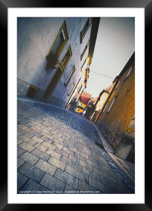 Small alley in a Bavarian village Framed Mounted Print by Ingo Menhard