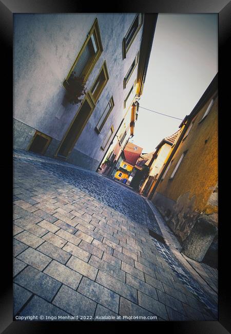 Small alley in a Bavarian village Framed Print by Ingo Menhard