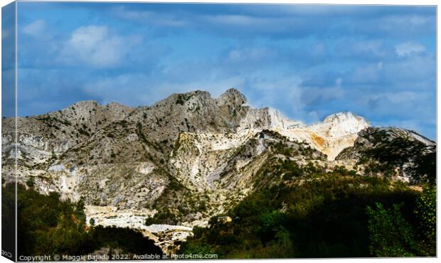 Beautiful Mountains of Carrara in Tuscany, Italy Canvas Print by Maggie Bajada