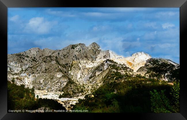 Beautiful Mountains of Carrara in Tuscany, Italy Framed Print by Maggie Bajada