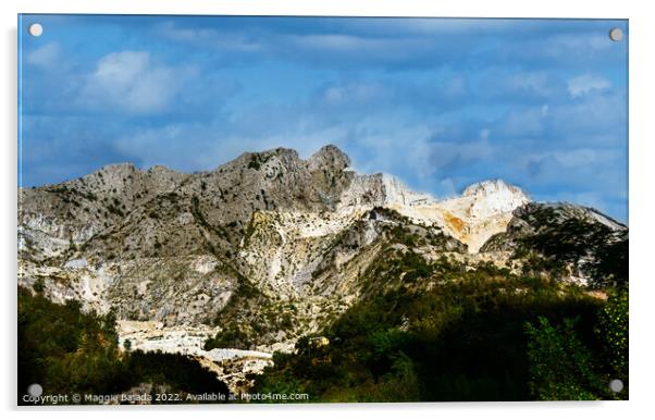 Beautiful Mountains of Carrara in Tuscany, Italy Acrylic by Maggie Bajada