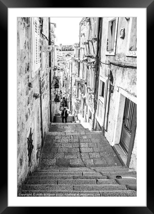 Captivating Noir Dubrovnik Stone Fortress Framed Mounted Print by Holly Burgess