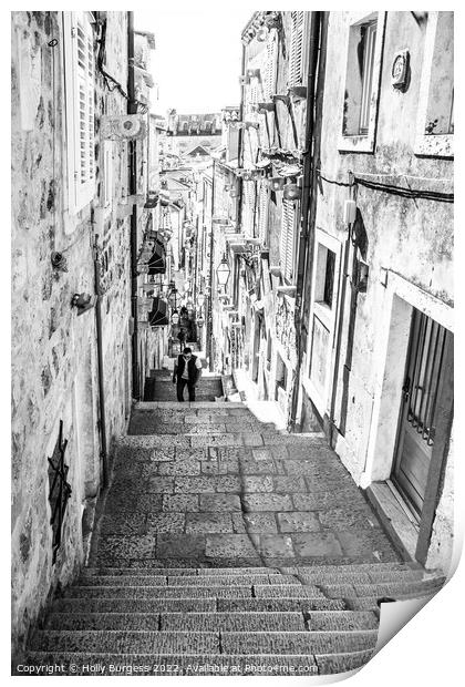 Captivating Noir Dubrovnik Stone Fortress Print by Holly Burgess