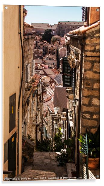 Dalmatian Visions: Dubrovnik's Aged Rooftops Acrylic by Holly Burgess