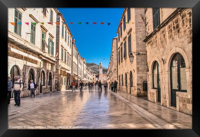 'Historic Stradun: Heartbeat of Dubrovnik' Framed Print by Holly Burgess