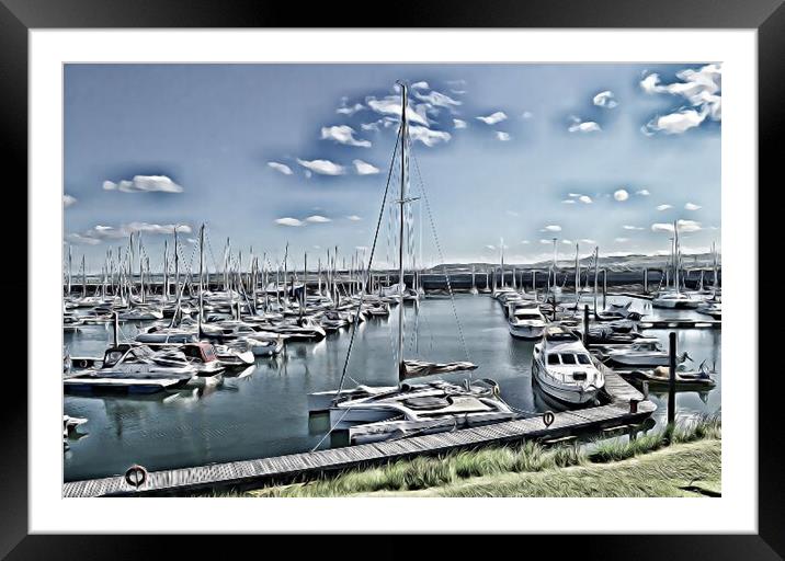 SW Scotland`s Troon marina residents  (painting ef Framed Mounted Print by Allan Durward Photography