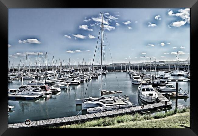 SW Scotland`s Troon marina residents  (painting ef Framed Print by Allan Durward Photography