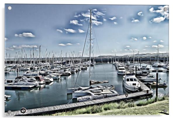 SW Scotland`s Troon marina residents  (painting ef Acrylic by Allan Durward Photography