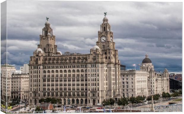 Iconic Liver Building Against Liverpool Skyline Canvas Print by Holly Burgess