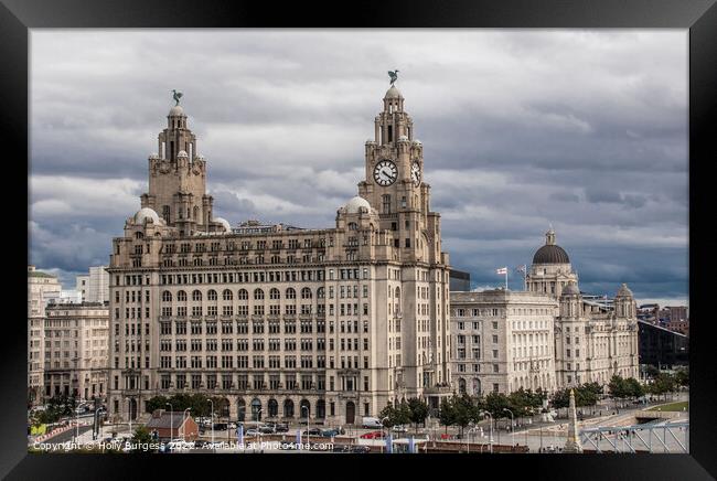 Iconic Liver Building Against Liverpool Skyline Framed Print by Holly Burgess