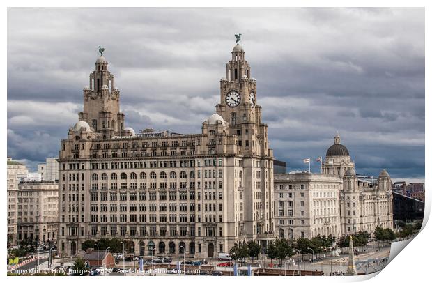 Iconic Liver Building Against Liverpool Skyline Print by Holly Burgess