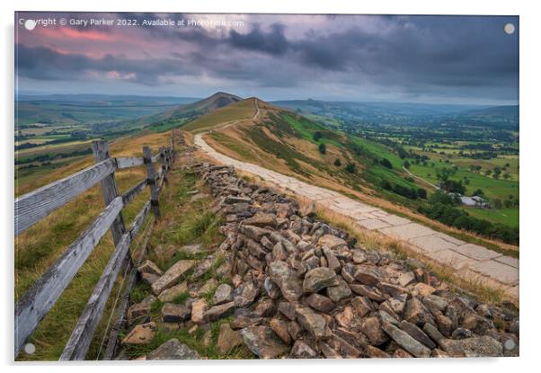 Mam Tor, Peak District, at sunrise Acrylic by Gary Parker