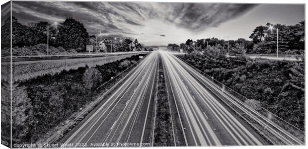 Light Trails Converging  Canvas Print by Stuart Wyatt