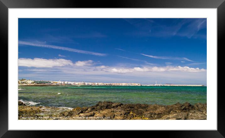 Harbour and seafront, Corralejo, Fuerteventura Framed Mounted Print by Michael Shannon