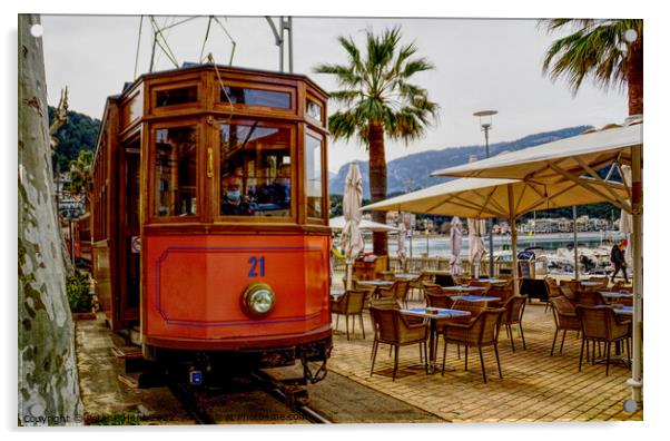Tram Arriving At Puerto Soller Acrylic by Peter F Hunt