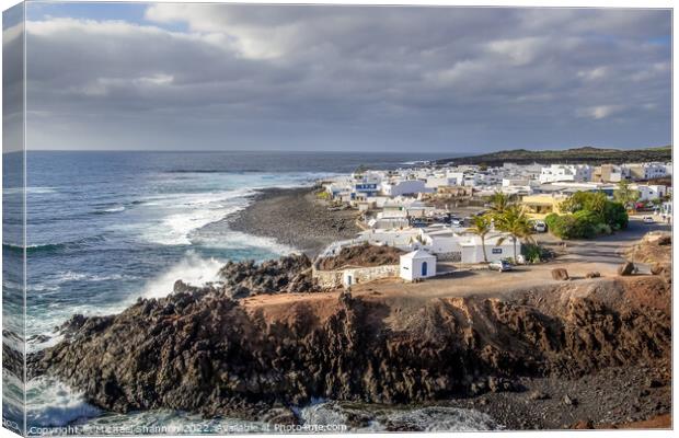 The small fishing village of El Golfo in Lanzarote Canvas Print by Michael Shannon