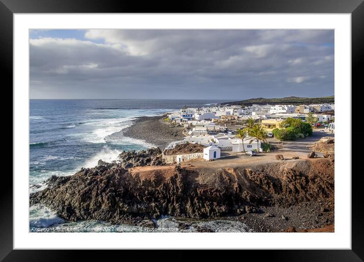 The small fishing village of El Golfo in Lanzarote Framed Mounted Print by Michael Shannon