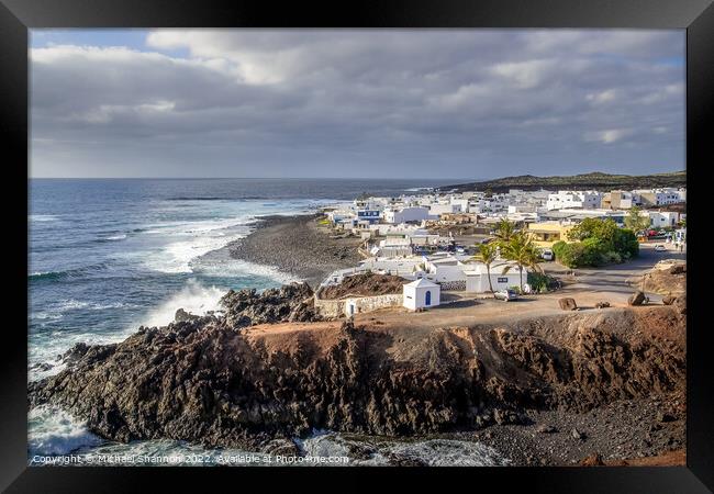 The small fishing village of El Golfo in Lanzarote Framed Print by Michael Shannon