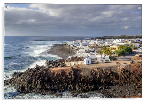 The small fishing village of El Golfo in Lanzarote Acrylic by Michael Shannon