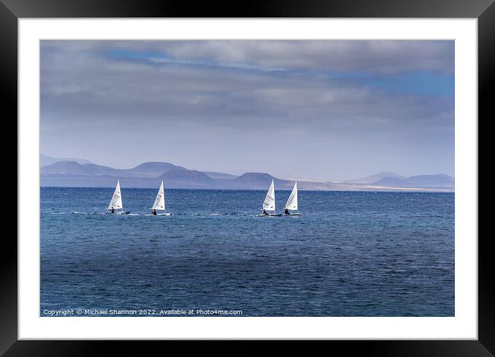 Four Sailing Boats, Playa Blanca, Lanzarote Framed Mounted Print by Michael Shannon