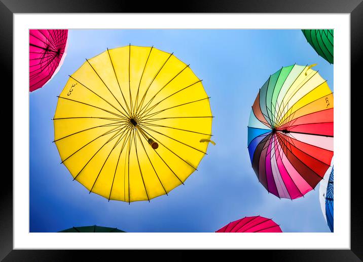 Colourful Umbrellas Framed Mounted Print by Valerie Paterson