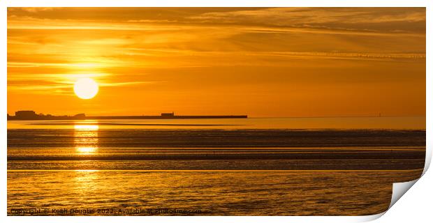 Morecambe Bay sunset over the Stone Jetty Print by Keith Douglas