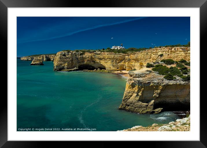 Cliffs and sea scenery in Lagoa Framed Mounted Print by Angelo DeVal