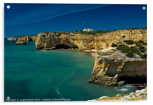 Cliffs and sea scenery in Lagoa Acrylic by Angelo DeVal