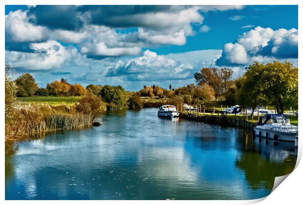 Looking Downsteam from Eaton Footbridge Print by Joyce Storey