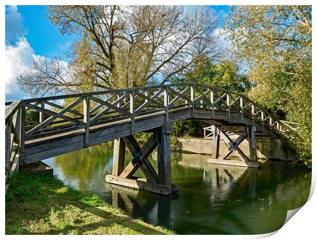 Wooden Footbridge across the River Thames Print by Joyce Storey