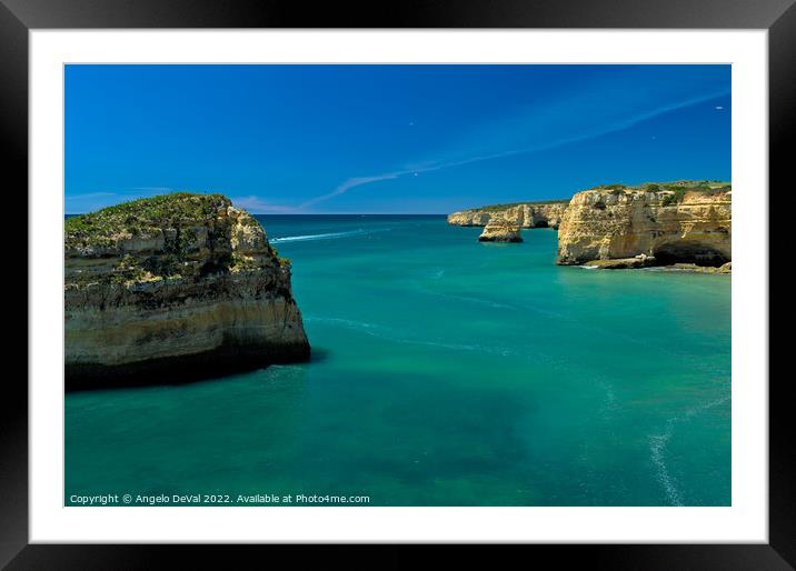 Turquoise by the Cliffs in Algarve Framed Mounted Print by Angelo DeVal