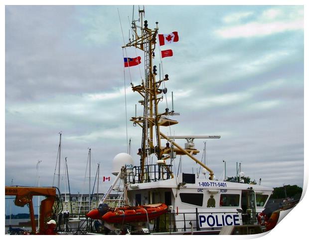 RCMP Police boat Print by Stephanie Moore