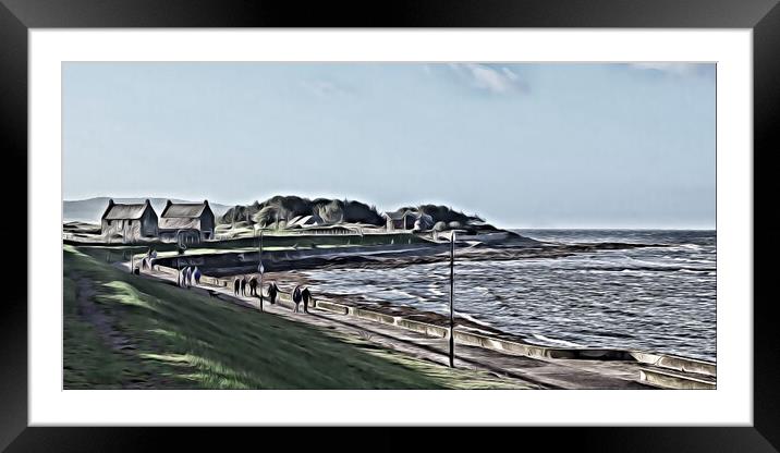 Prestwick beach and promenade Framed Mounted Print by Allan Durward Photography