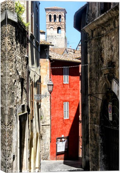 Medieval street in Narni, Umbria, Italy Canvas Print by Kevin Hellon