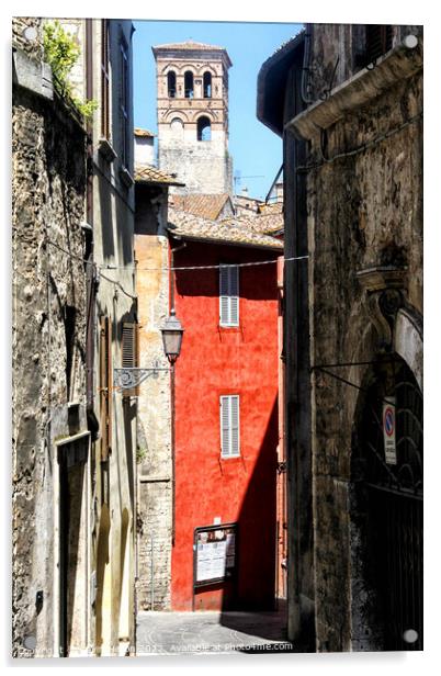 Medieval street in Narni, Umbria, Italy Acrylic by Kevin Hellon
