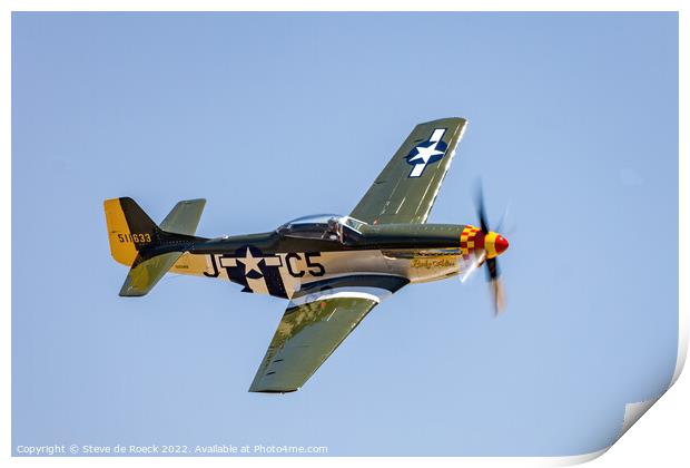 North American P51D Mustang Lady Alice Print by Steve de Roeck