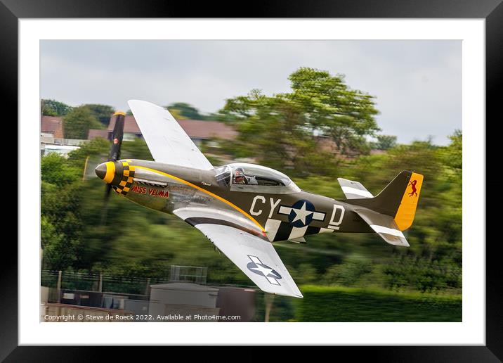 P51D Extreme Low Pass Framed Mounted Print by Steve de Roeck