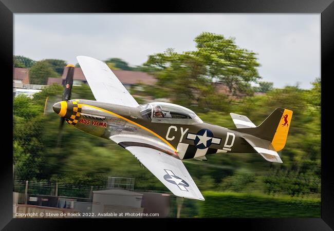 P51D Extreme Low Pass Framed Print by Steve de Roeck
