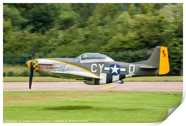 How Low Can You Go? P51D Mustang Miss Velma CY-D a Print by Steve de Roeck