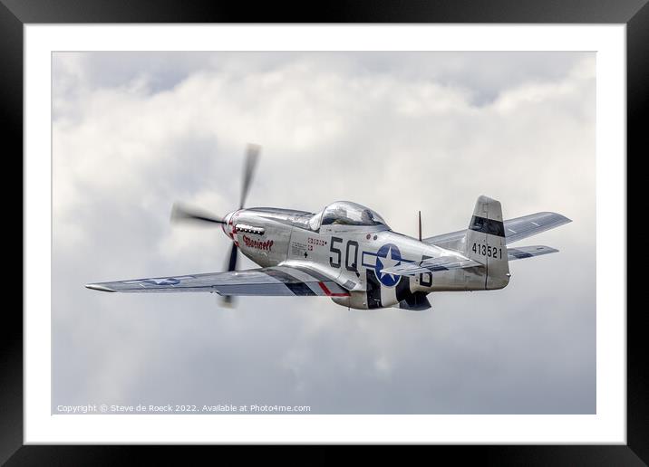 North American P51D Mustang Marinell Framed Mounted Print by Steve de Roeck