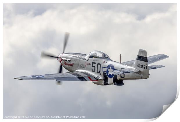 North American P51D Mustang Marinell Print by Steve de Roeck