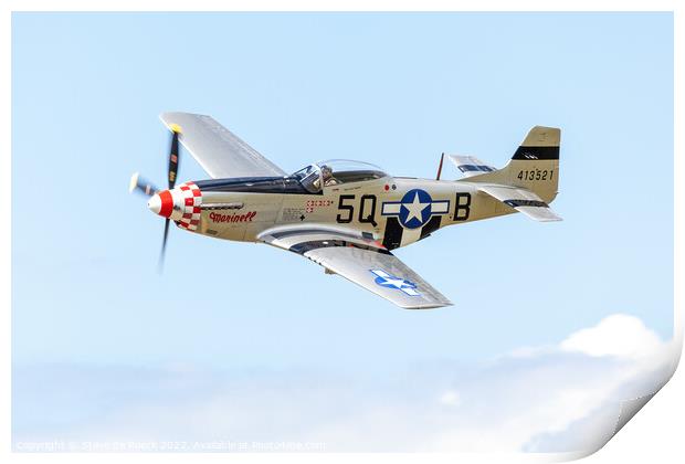 North American P51 Mustang Marinell Print by Steve de Roeck