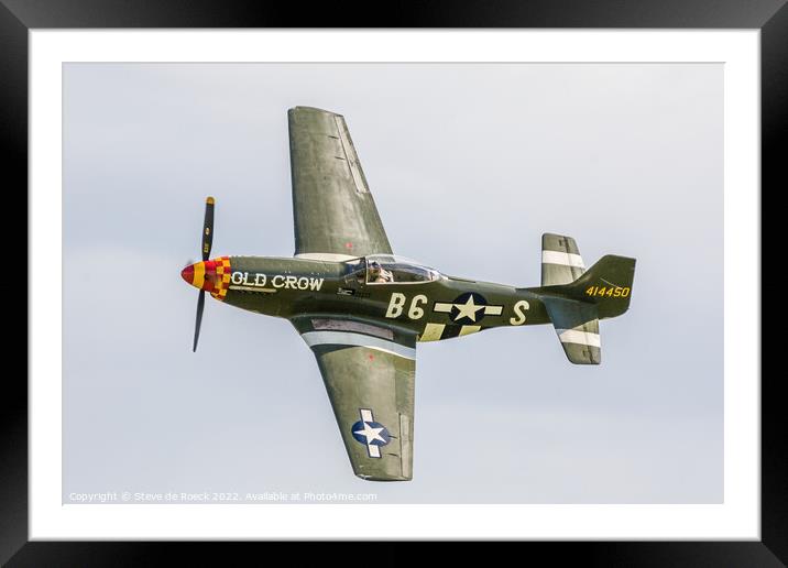North American P51D Old Crow B6-S Framed Mounted Print by Steve de Roeck
