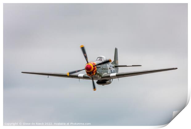 North American P51D Old Crow In Fighter Mode. Print by Steve de Roeck
