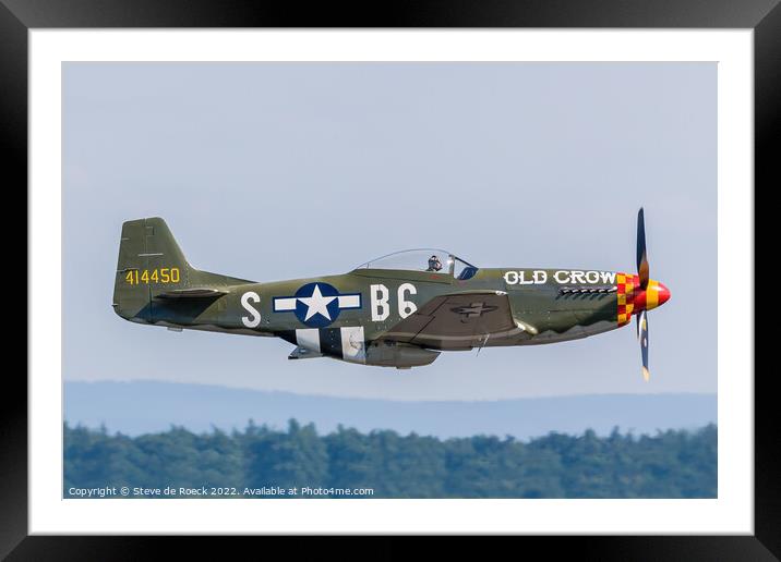 Low Fly By P51D Mustang Framed Mounted Print by Steve de Roeck