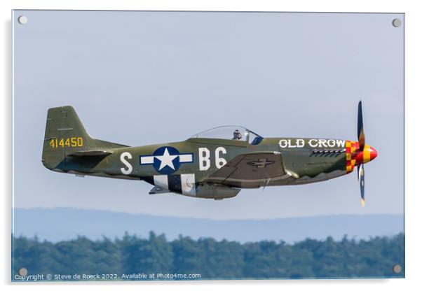 Low Fly By P51D Mustang Acrylic by Steve de Roeck