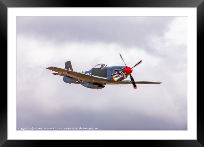 North American P51D GA-S in an evening sky. Framed Mounted Print by Steve de Roeck