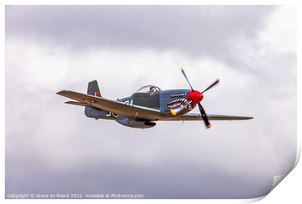 North American P51D GA-S in an evening sky. Print by Steve de Roeck