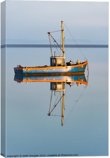 Morecambe Bay - boat reflections Canvas Print by Keith Douglas