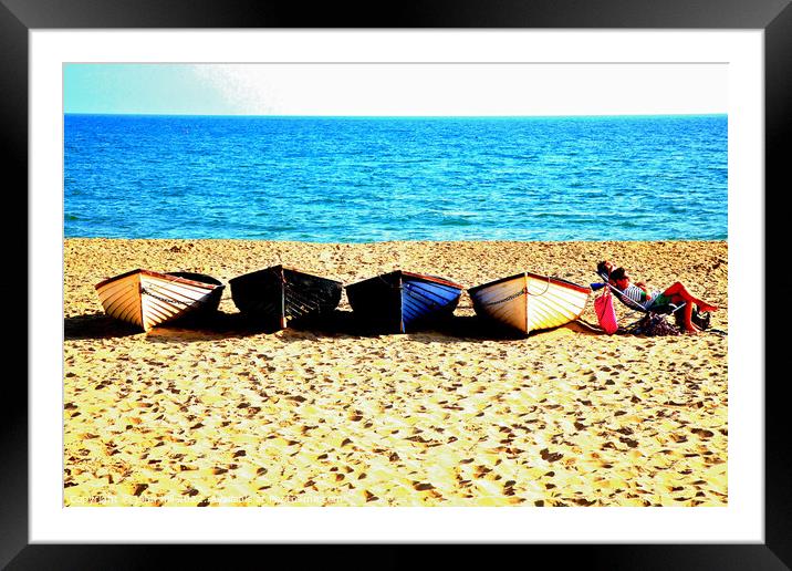 Beach relaxation. Framed Mounted Print by john hill